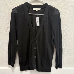LOFT Black Lightweight Button Up Cardigan NWT Small